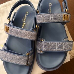 Dior Blue Denim Logo Strap Sandals Denim season.
